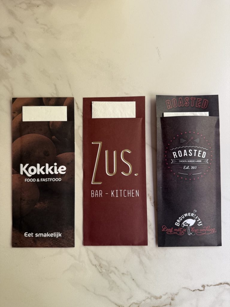 Home Bedrukt bestekzakje met logo voor de horeca